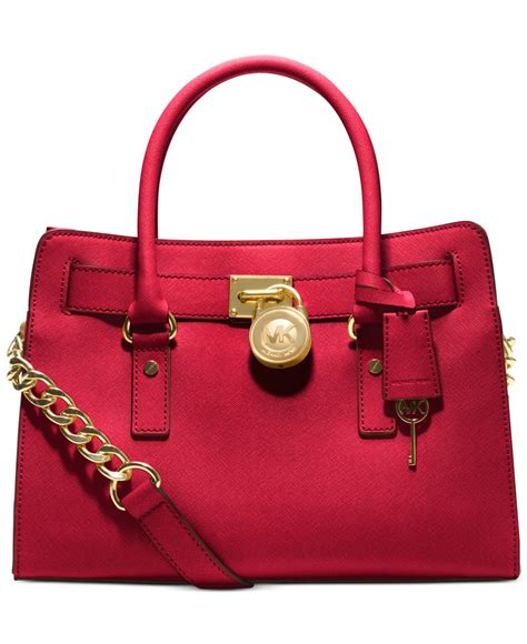 michael michael kors hamilton saffiano leather east west satchel red|Michael Kors Hamilton Saffiano Leather East West Satchel.